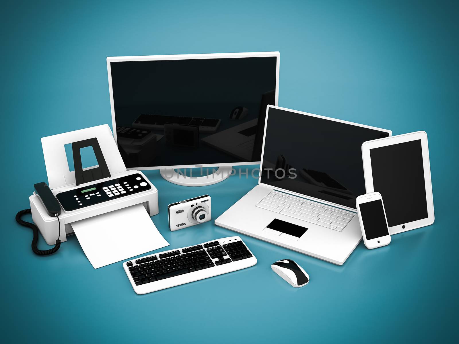 Laptop, Tablet PC and Smartphone on a blue background