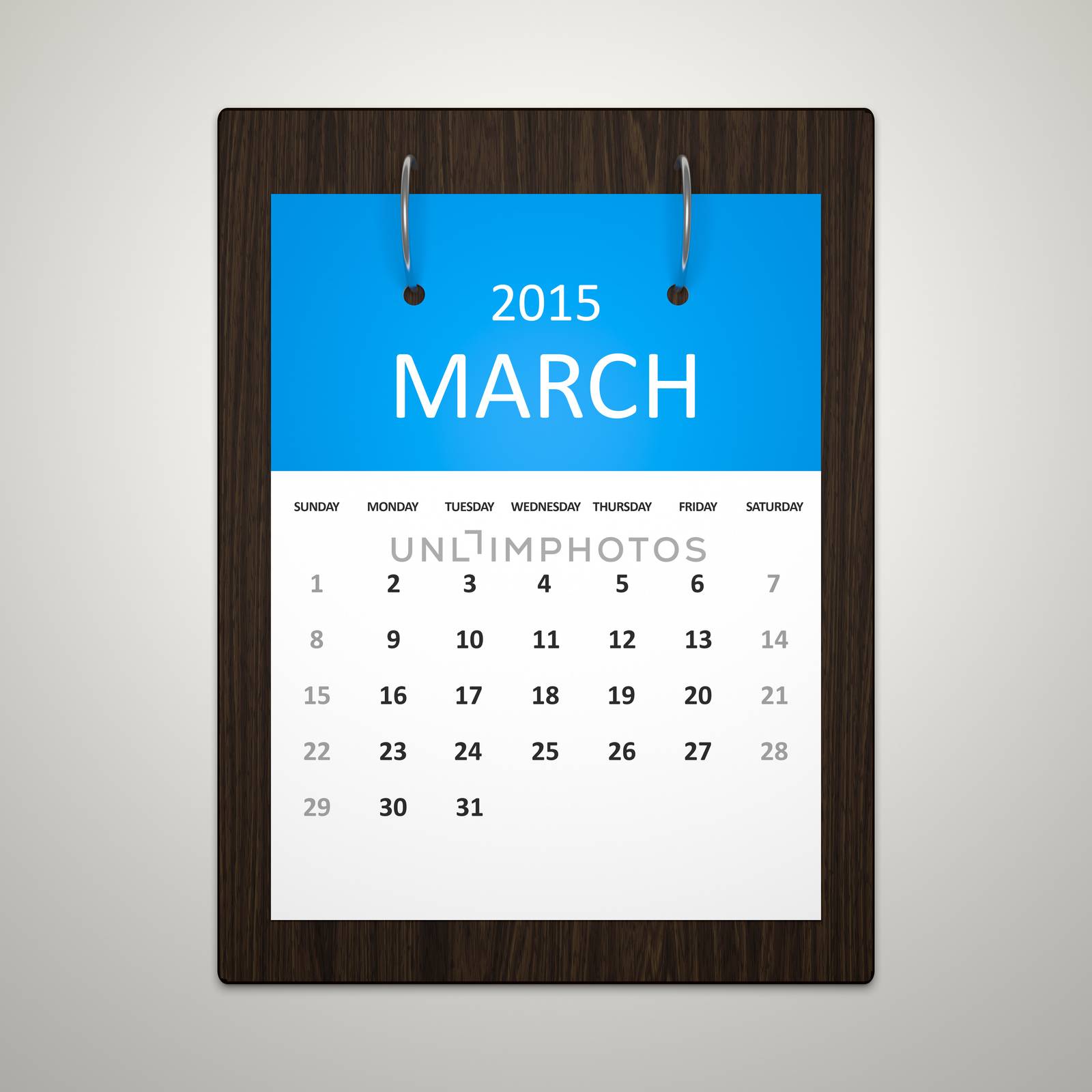 An image of a stylish calendar for event planning March 2015