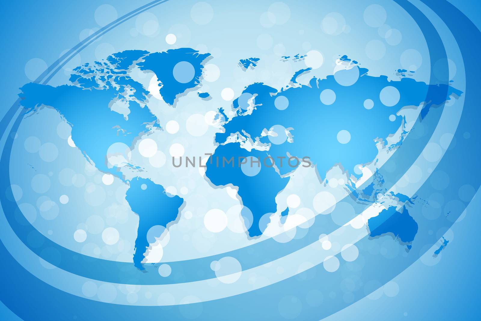 Blue World Map Background with Sparkles and lines