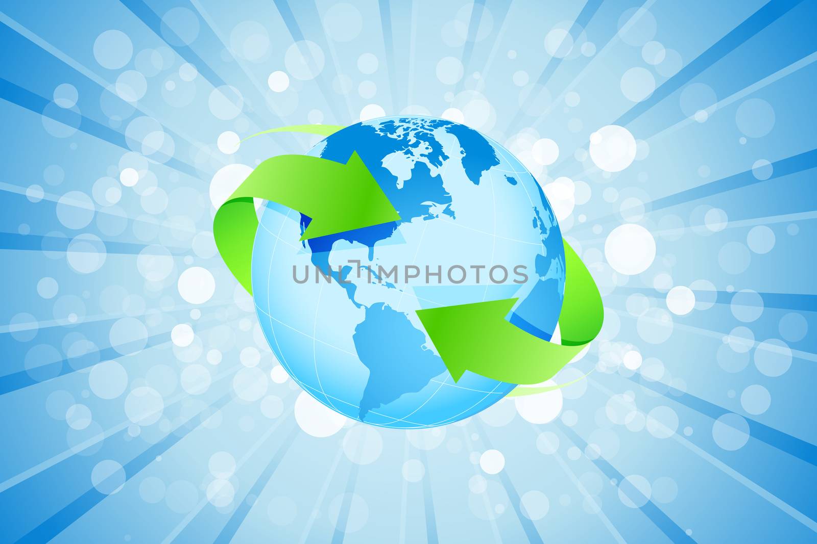 Blue Background with Planet Earth sparkles and rays