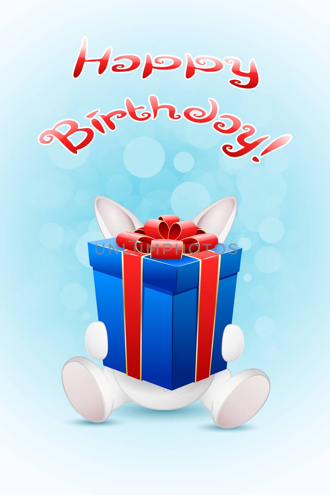 Happy Birthday Card withRabbit and  Gift