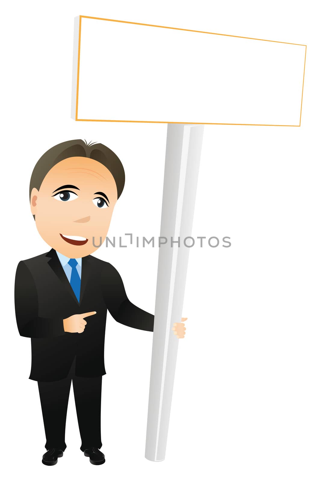 Businessman with empty board. Abstract business concept.