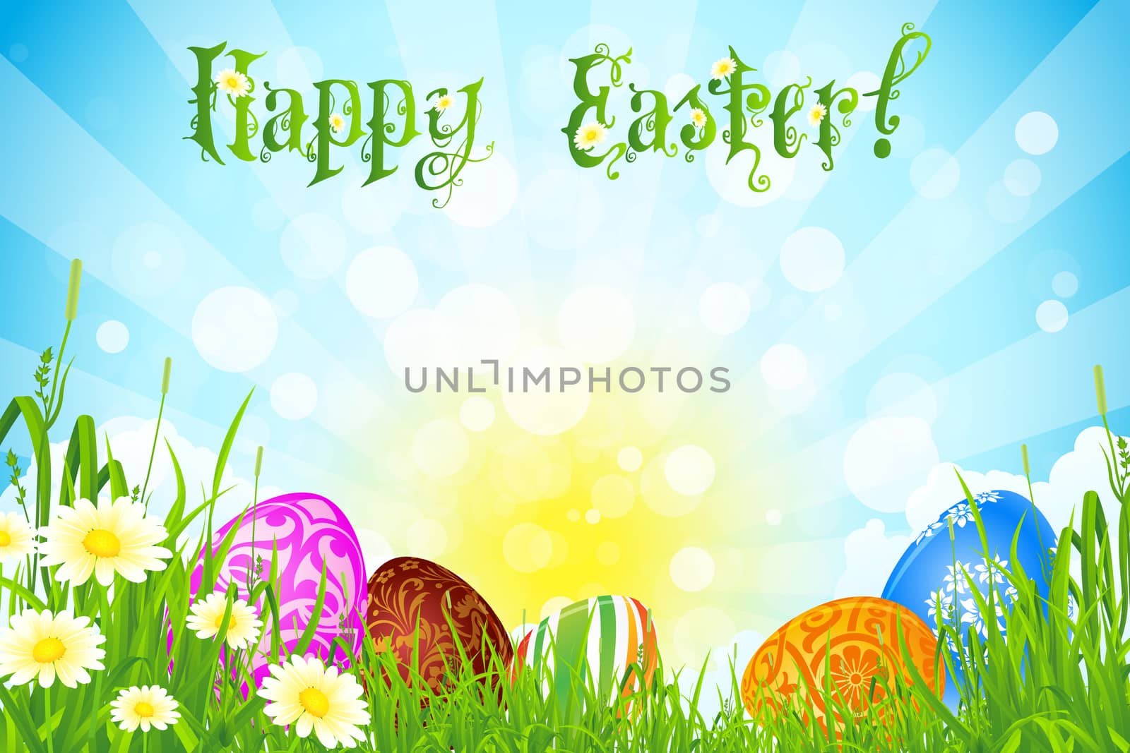 Easter Background with Decorated Easter Eggs by WaD