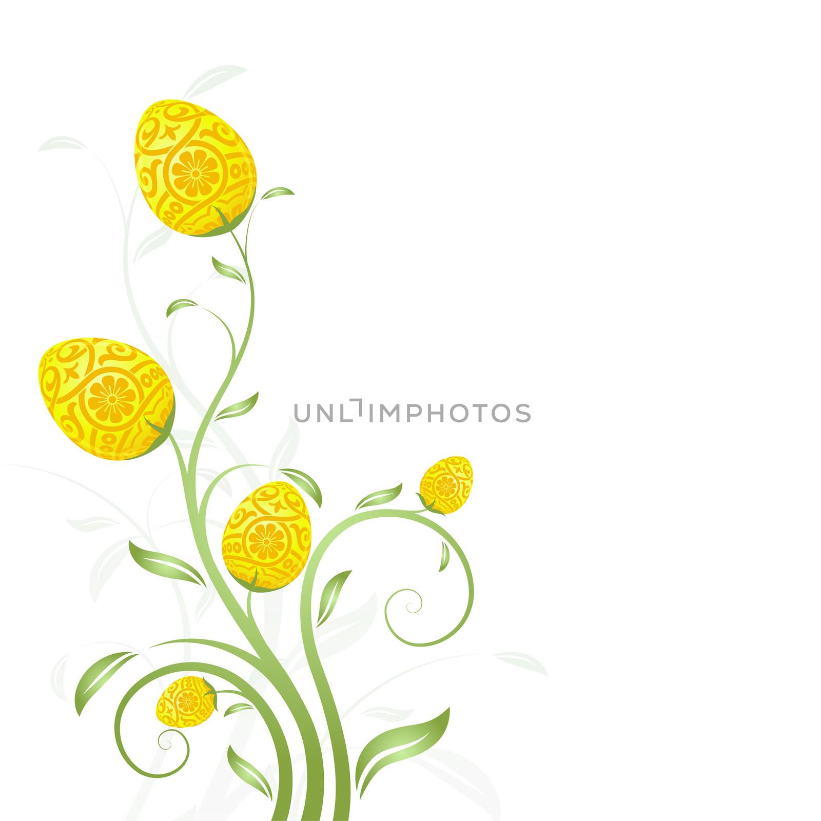 Easter card with eggs-flowers  isolated on white background