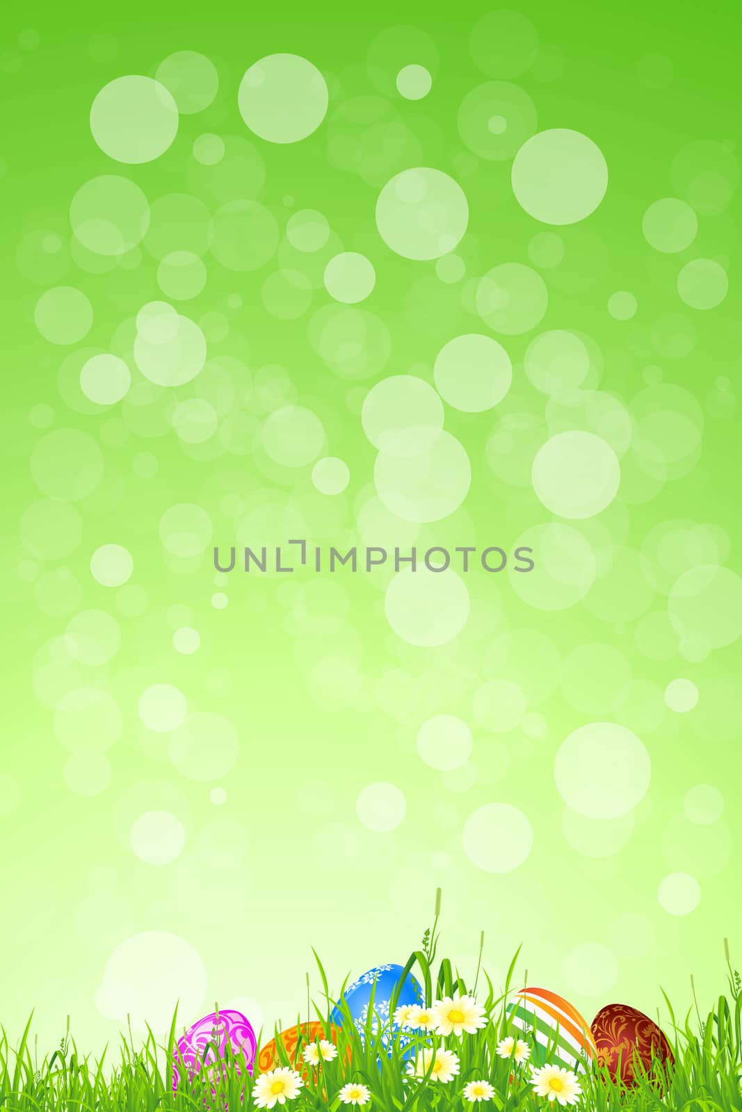 Easter Background with Flowers and Grass