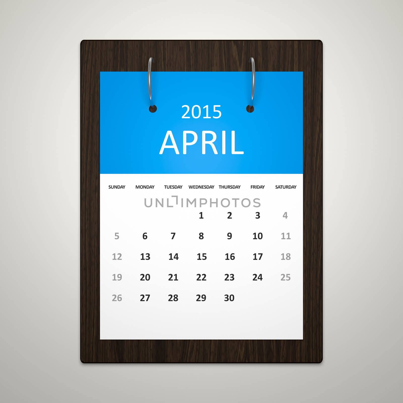 An image of a stylish calendar for event planning April 2015