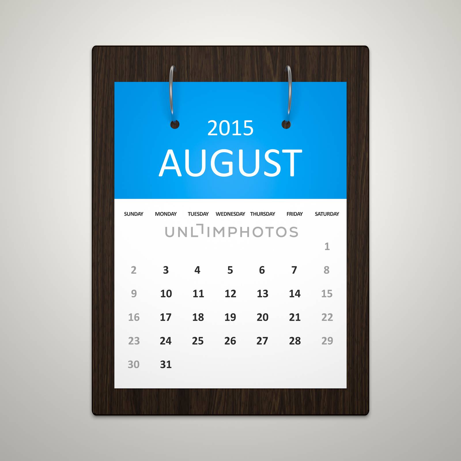 An image of a stylish calendar for event planning August 2015