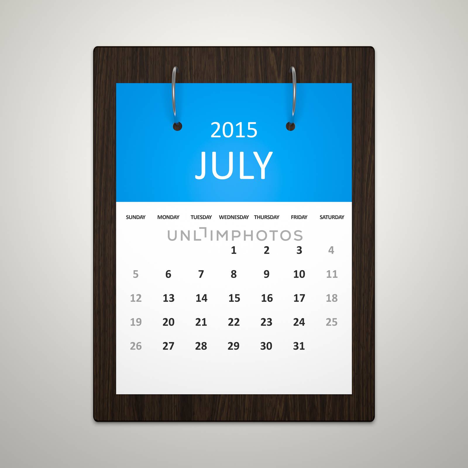 An image of a stylish calendar for event planning July 2015