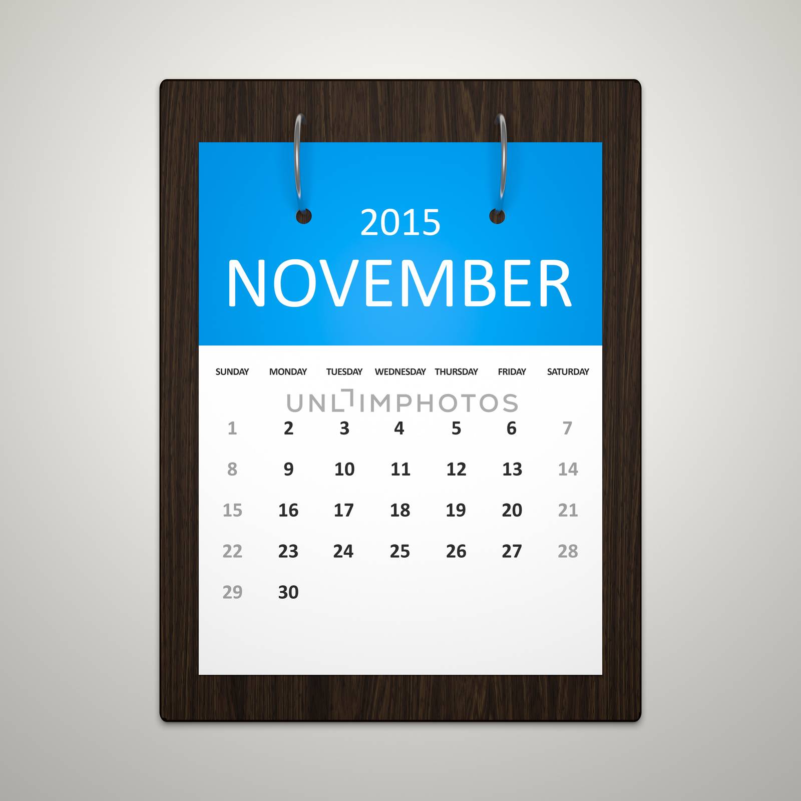 An image of a stylish calendar for event planning November 2015