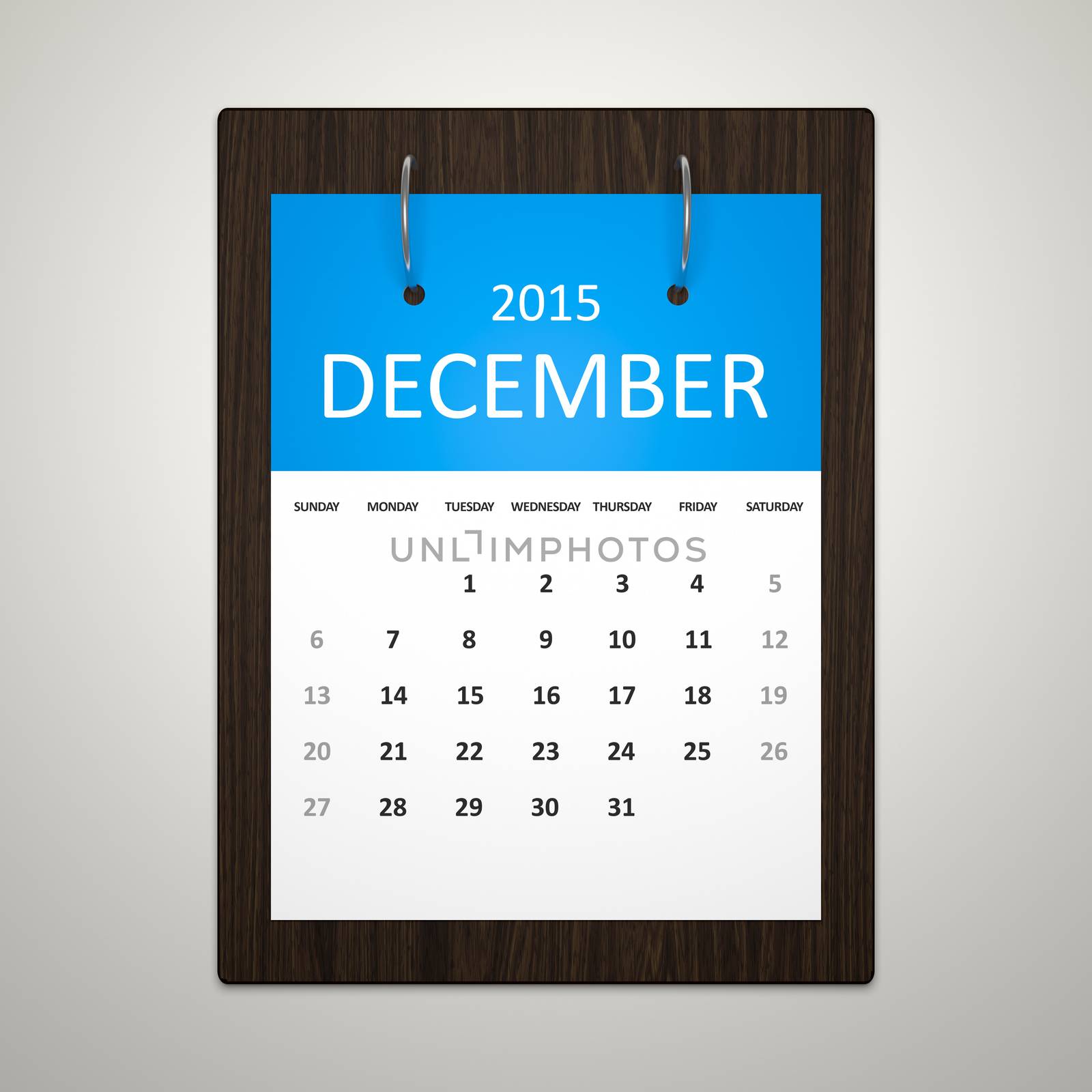 An image of a stylish calendar for event planning December 2015
