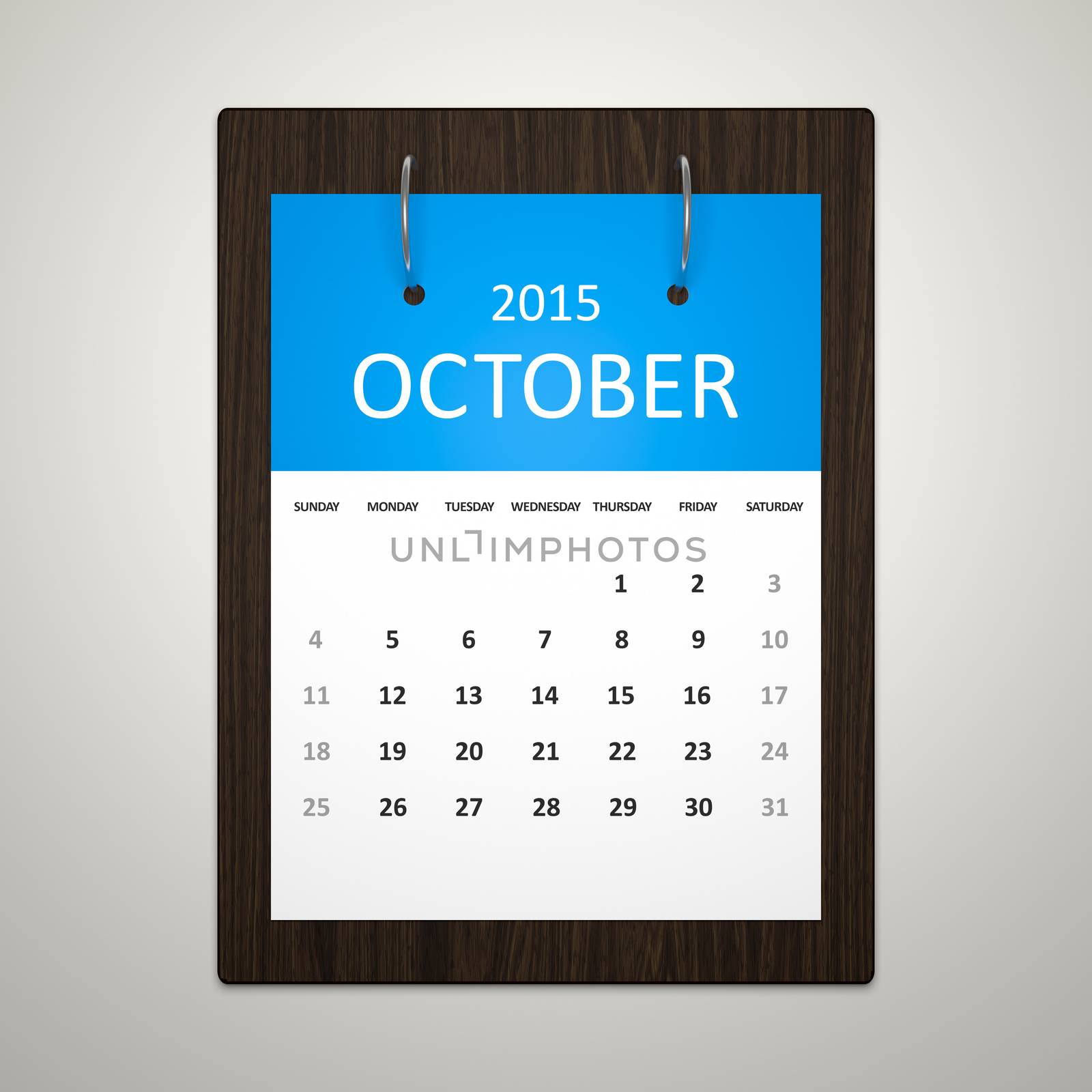 An image of a stylish calendar for event planning October 2015