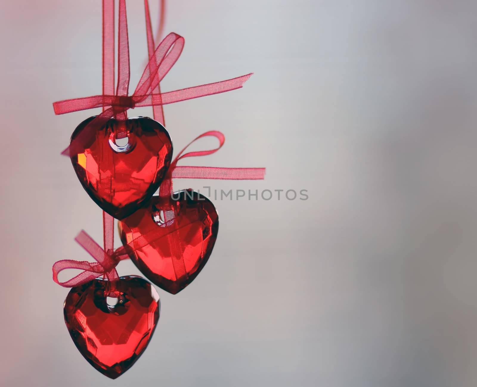 Hanging on a string of love Heart. The Valentine's day
