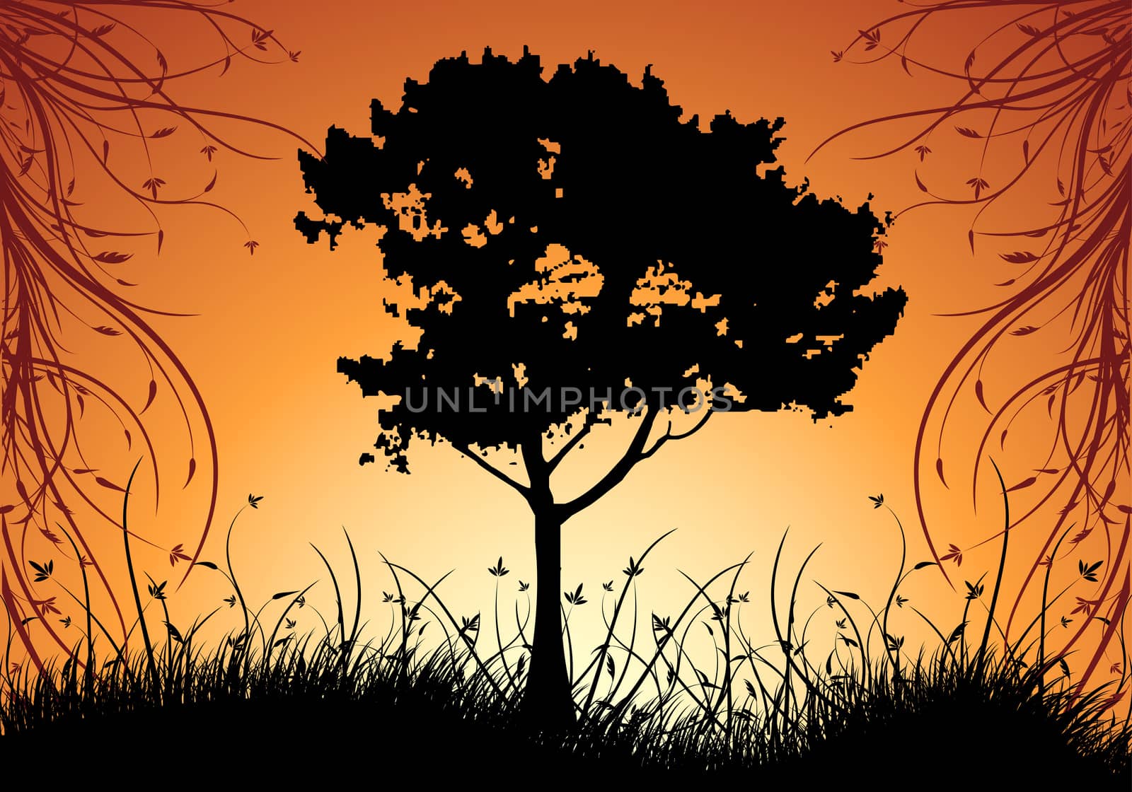 abstract natural decorative sunset background vector illustration