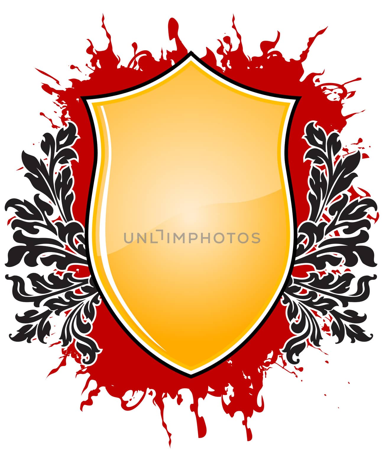 abstract emblem with floralelements on grunge blackground vector by WaD