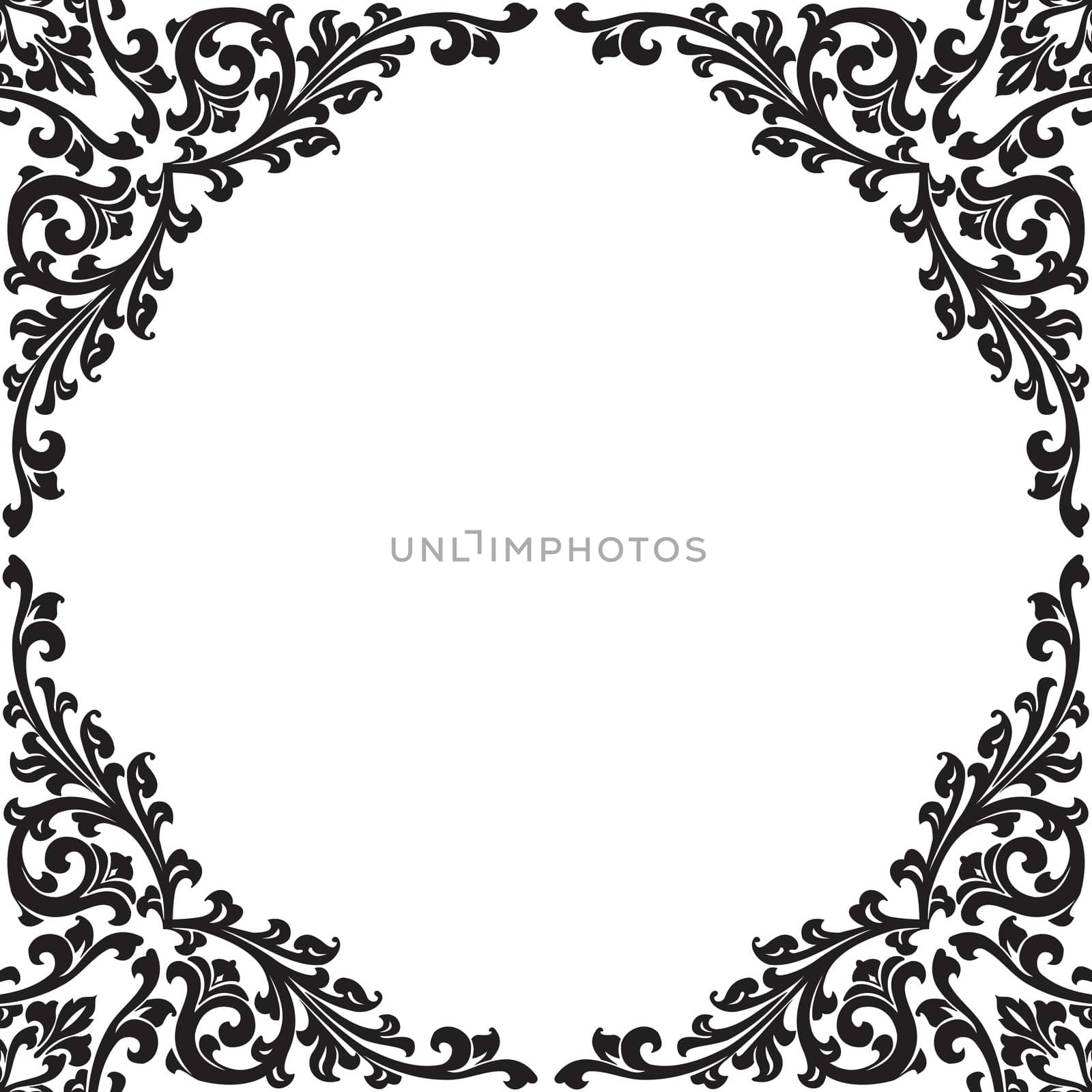 abstract floral decorative black frame vector illustration