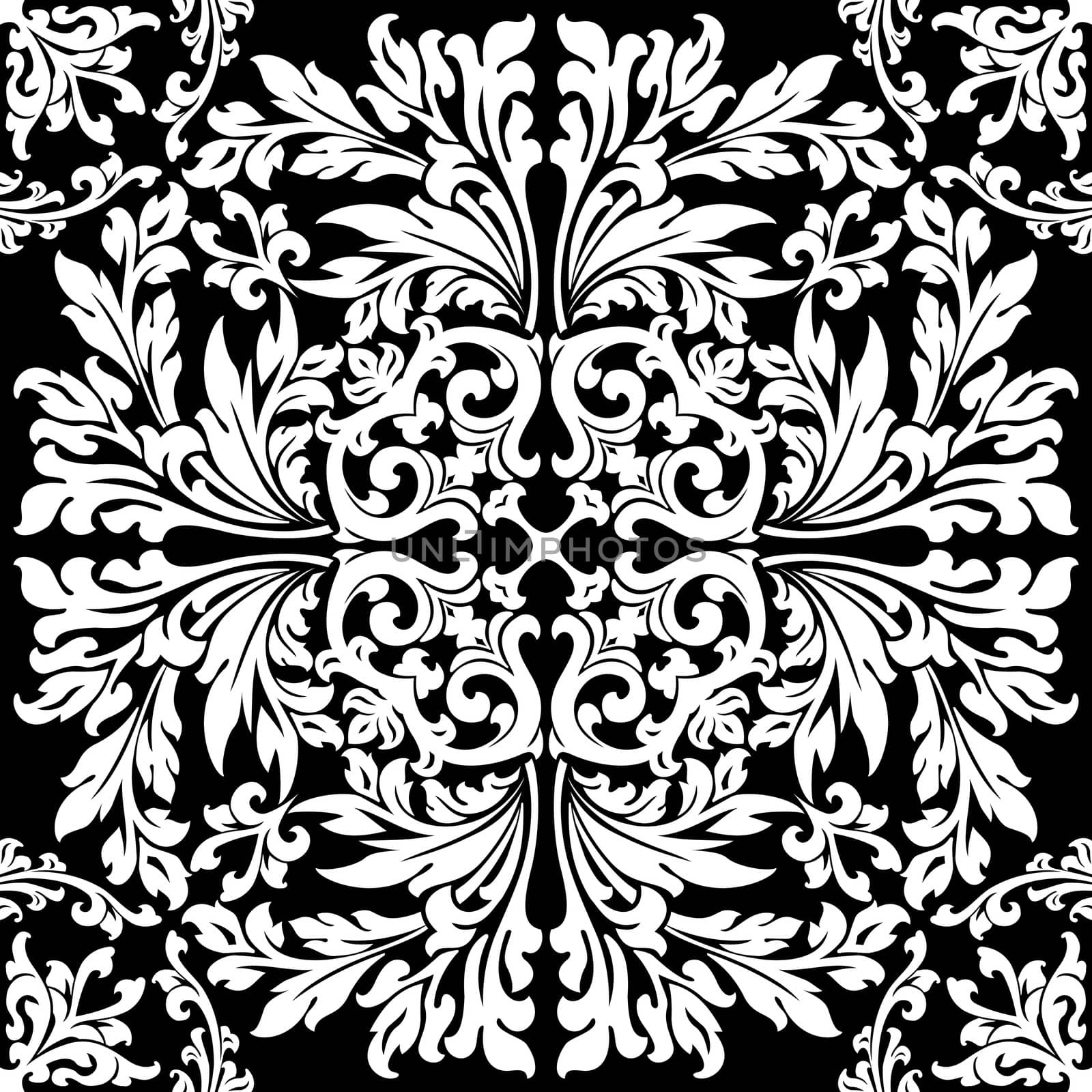 abstract floral decorative element in black color vector illustration