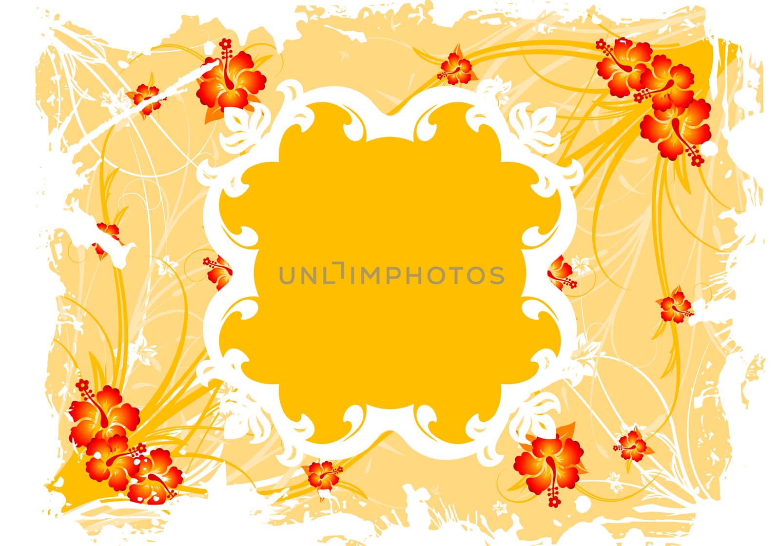 Abstract Spring Grunge Floral Frame Vector Illustration