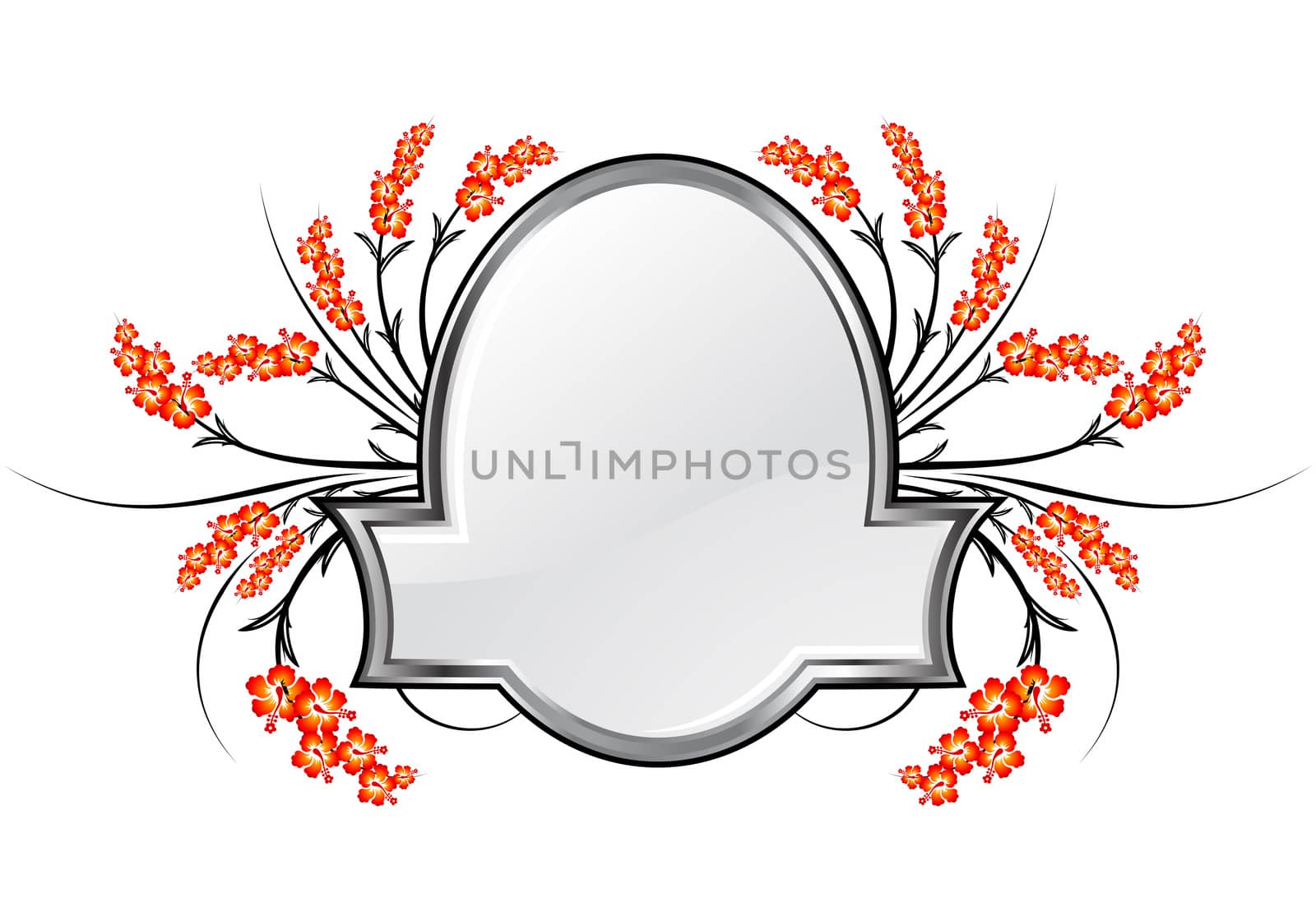 Abstract Frame with Floral Elements Vector Illustration
