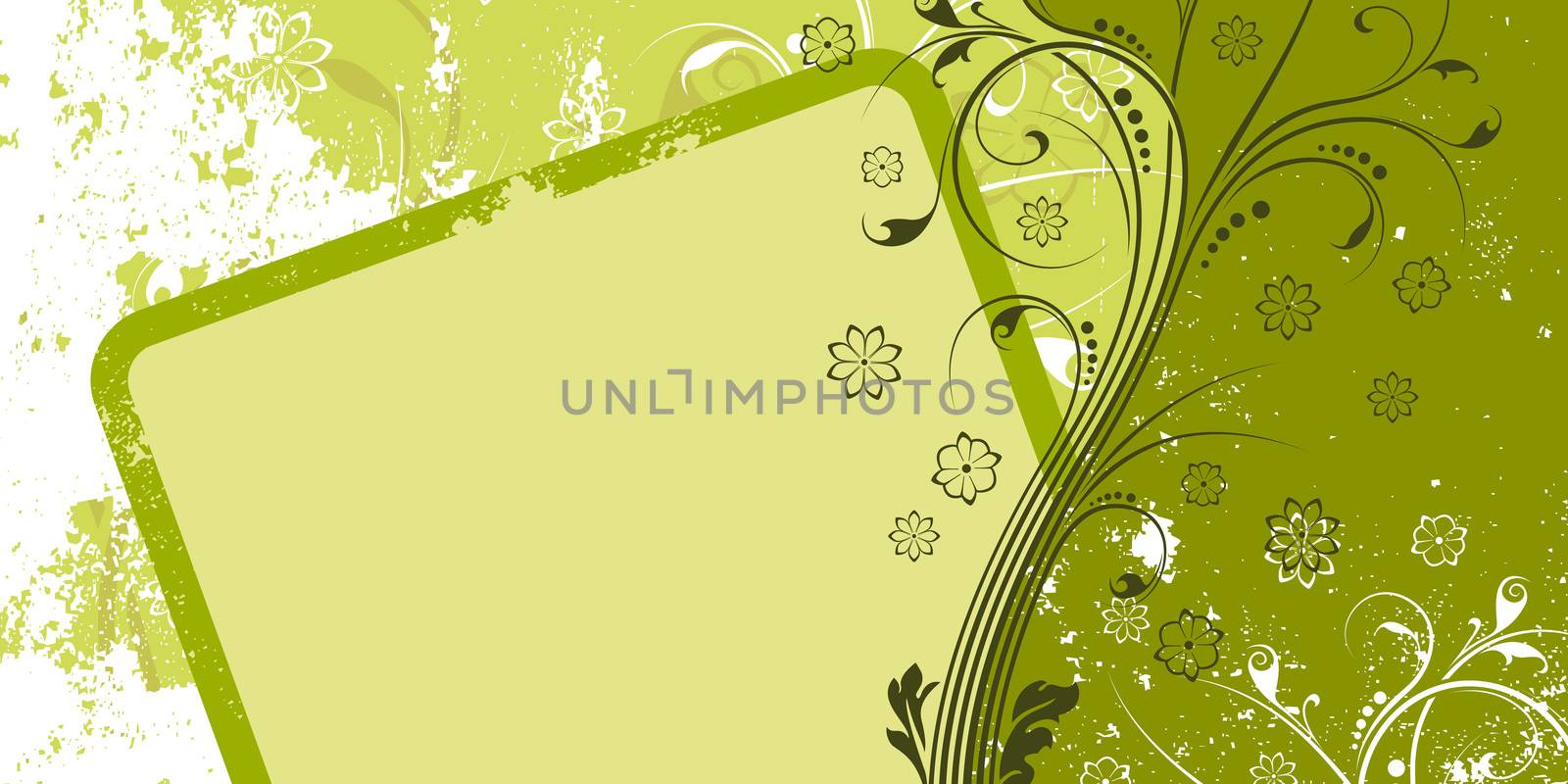 Abstract grunge painted background with floral scrolls vector illustration