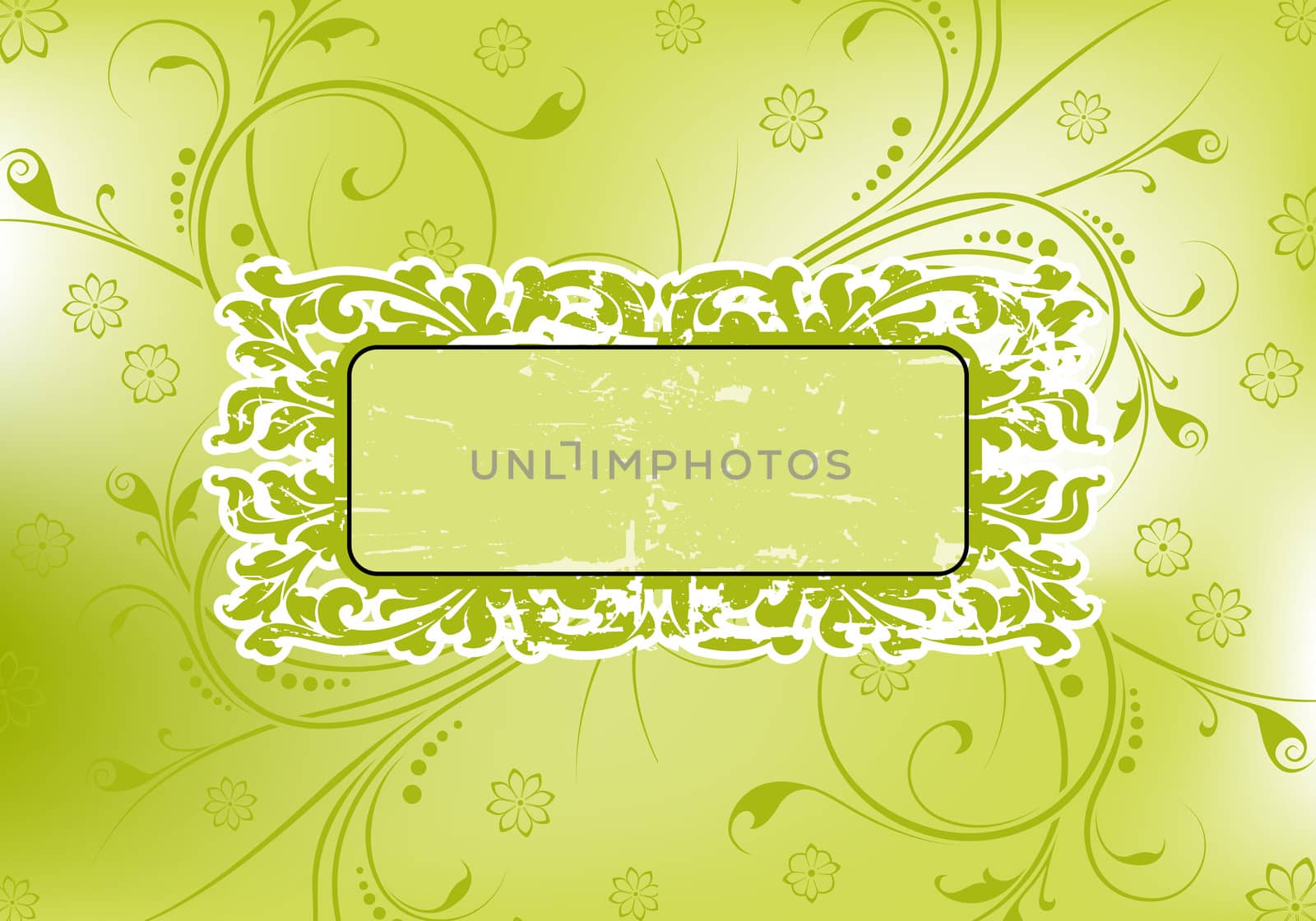 Abstract grunge painted background with floral frame vector illustration