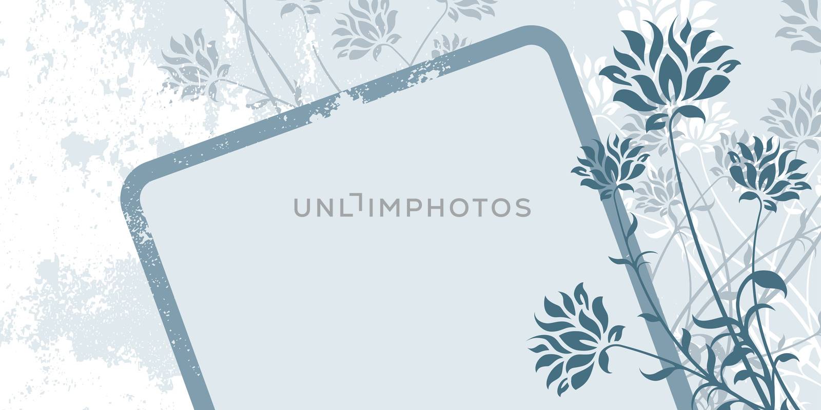 Abstract grunge painted background with floral frame vector illustration