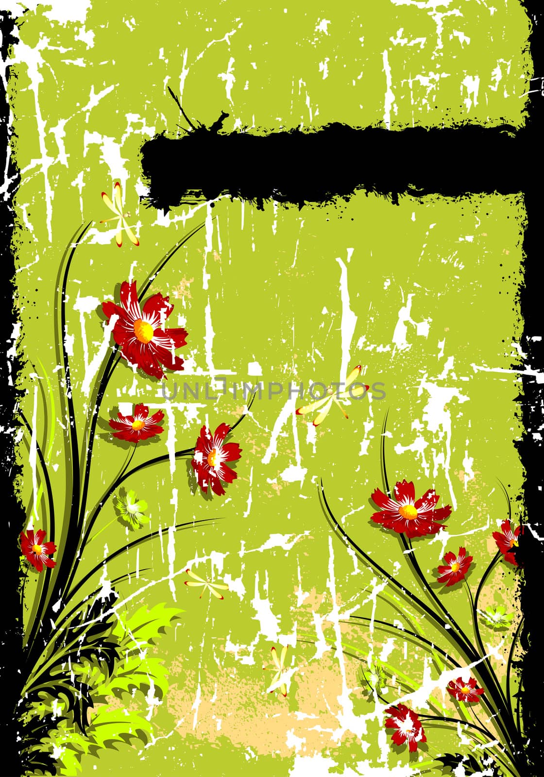 Abstract Grunge Floral Background by WaD