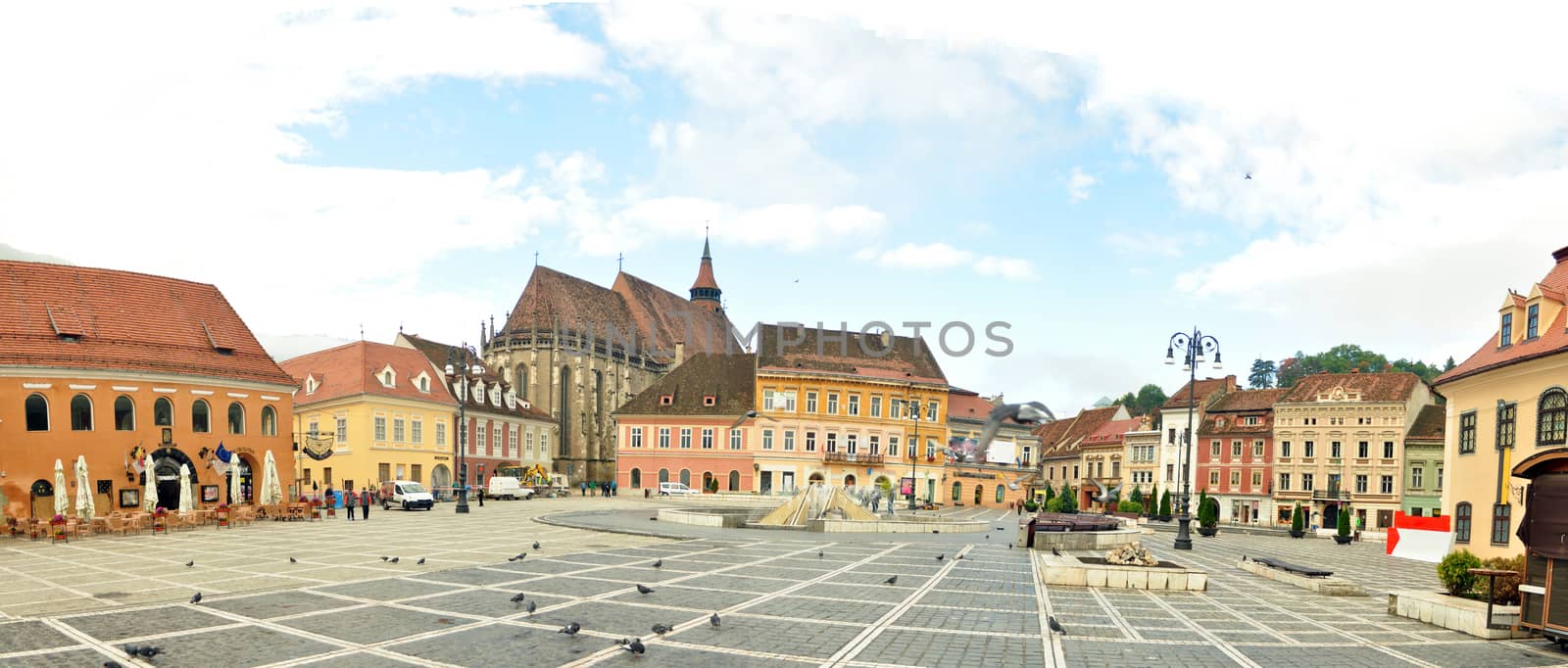 brasov city romania council square landmark panorama