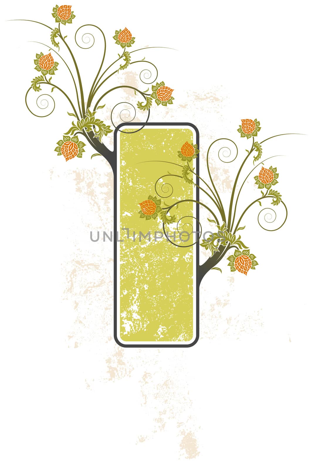 Grunge floral frame background vector illustration