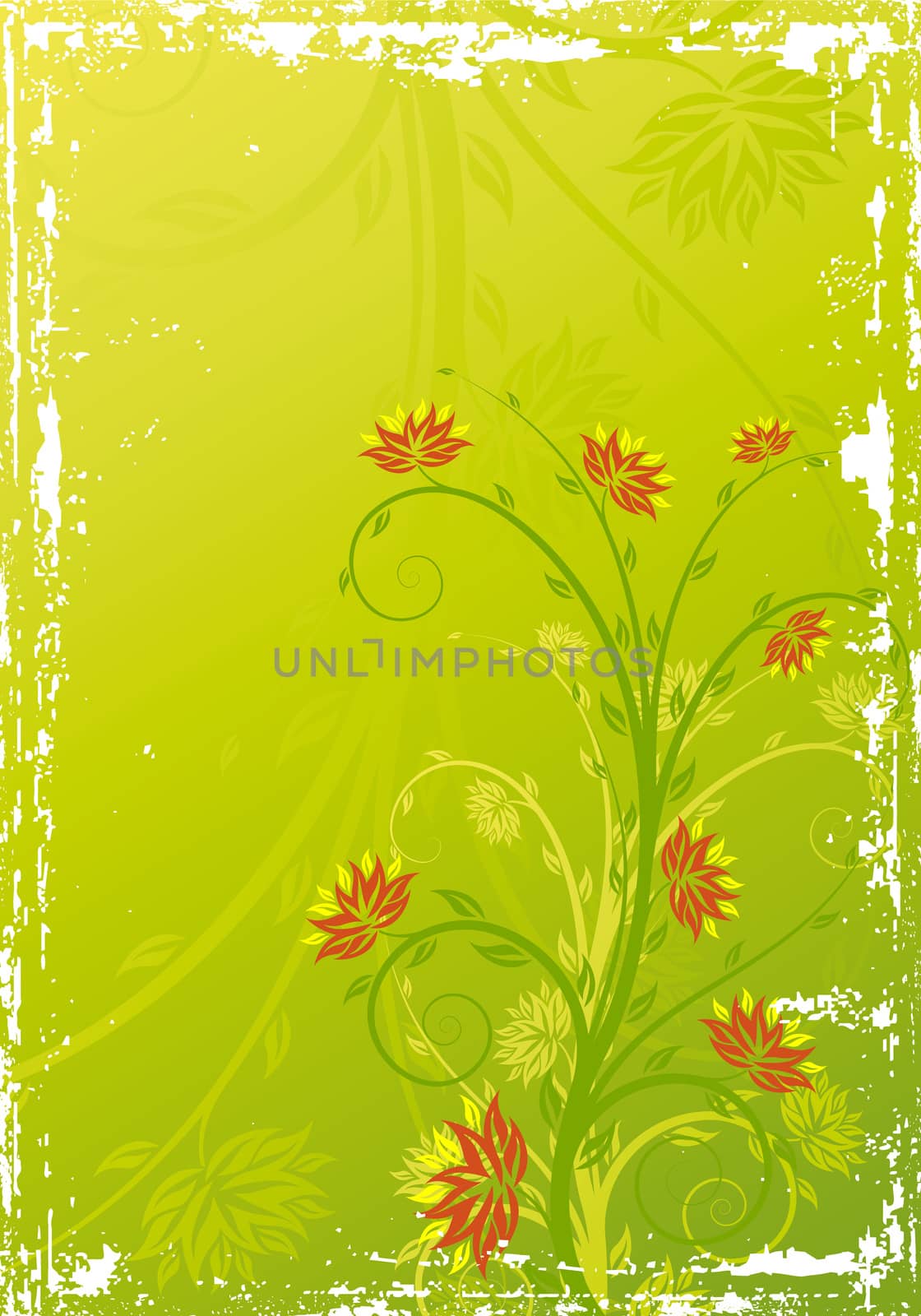 Abstract background with floral elements, digital artwork