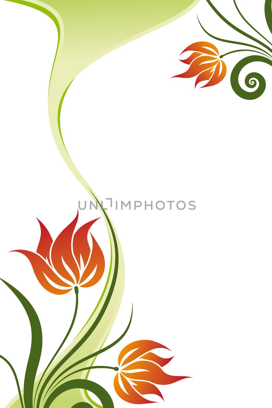 Abstract vector isolated on white floral wave