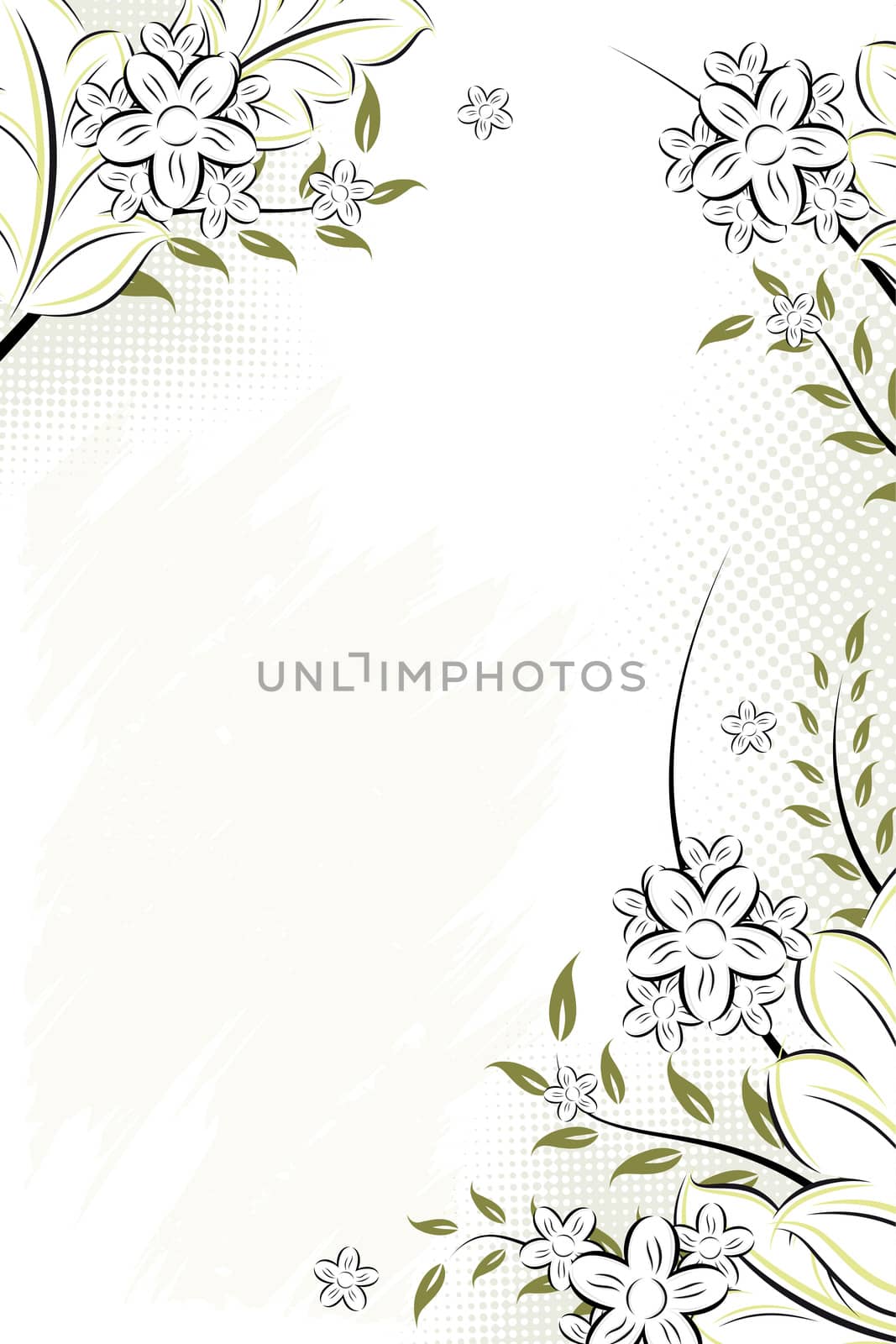 Abstract Vector grunge painted floral background image