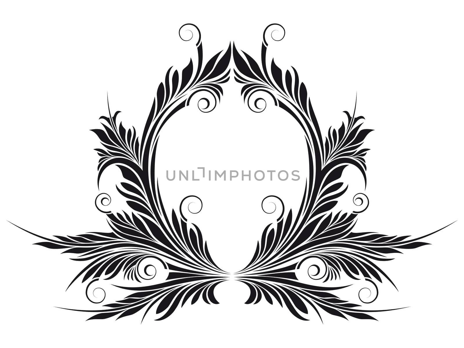Abstract styled floral frame isolated on white