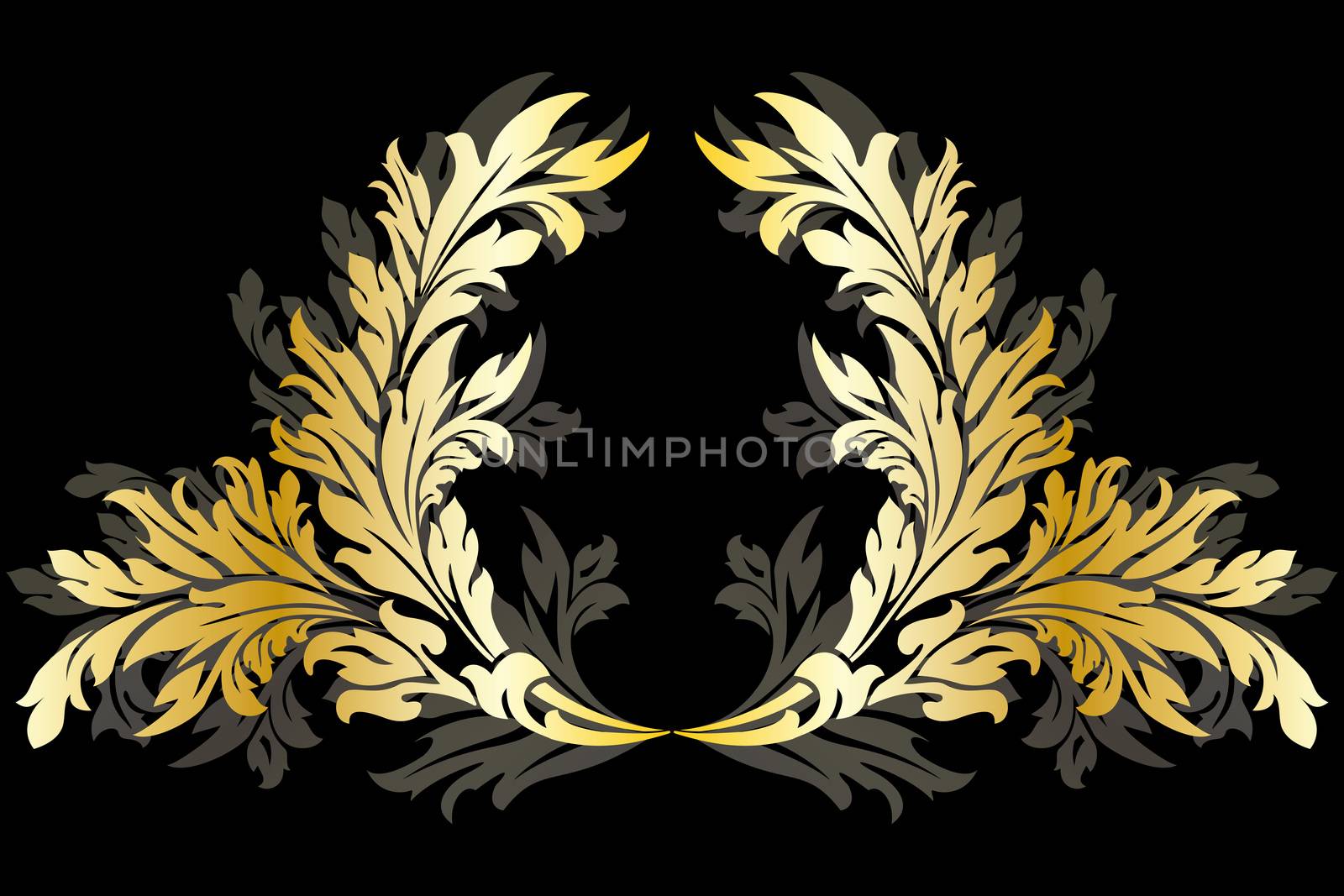 Abstract ancient floral Garland isolated on black