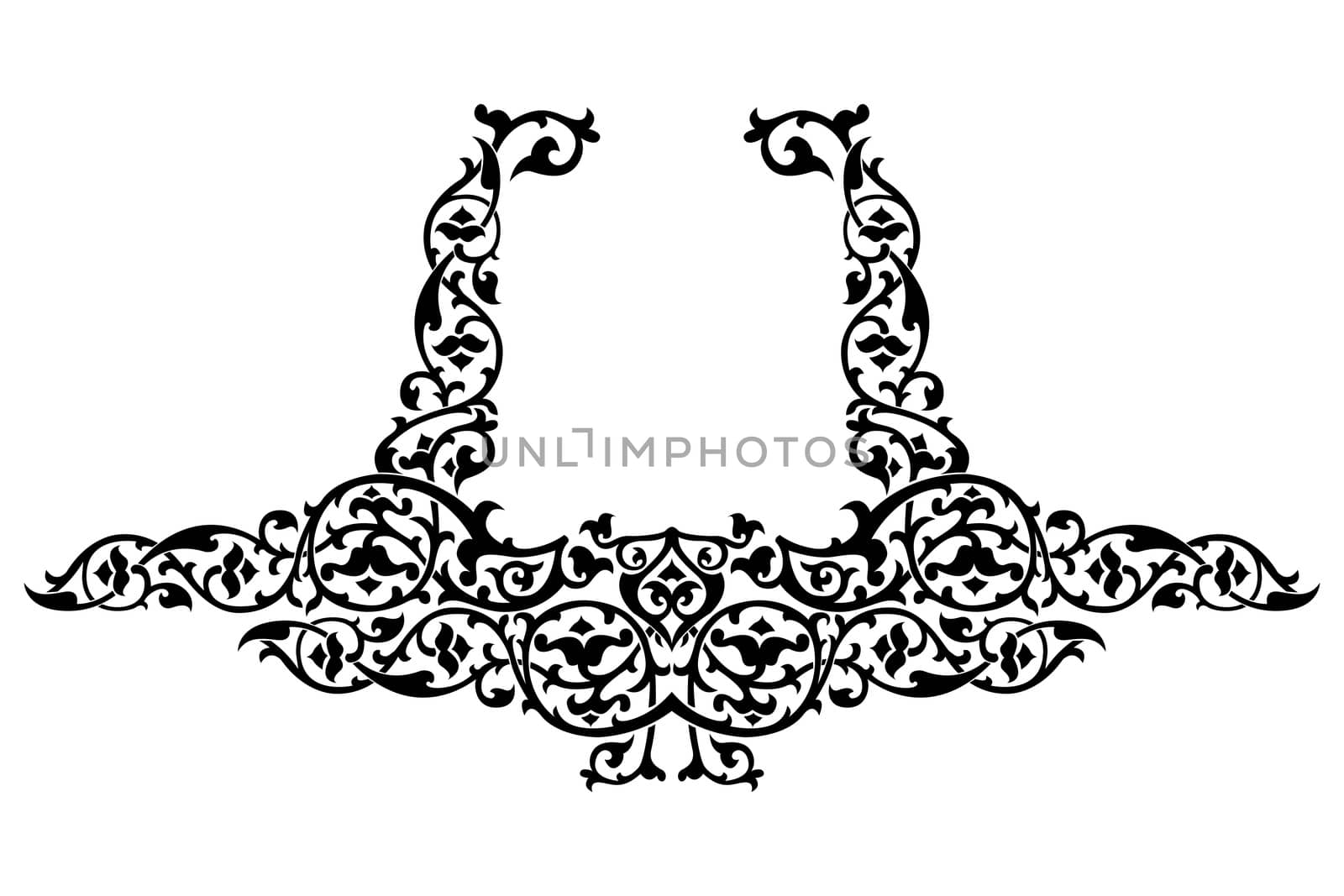 Abstract ancient floral frame isolated on white
