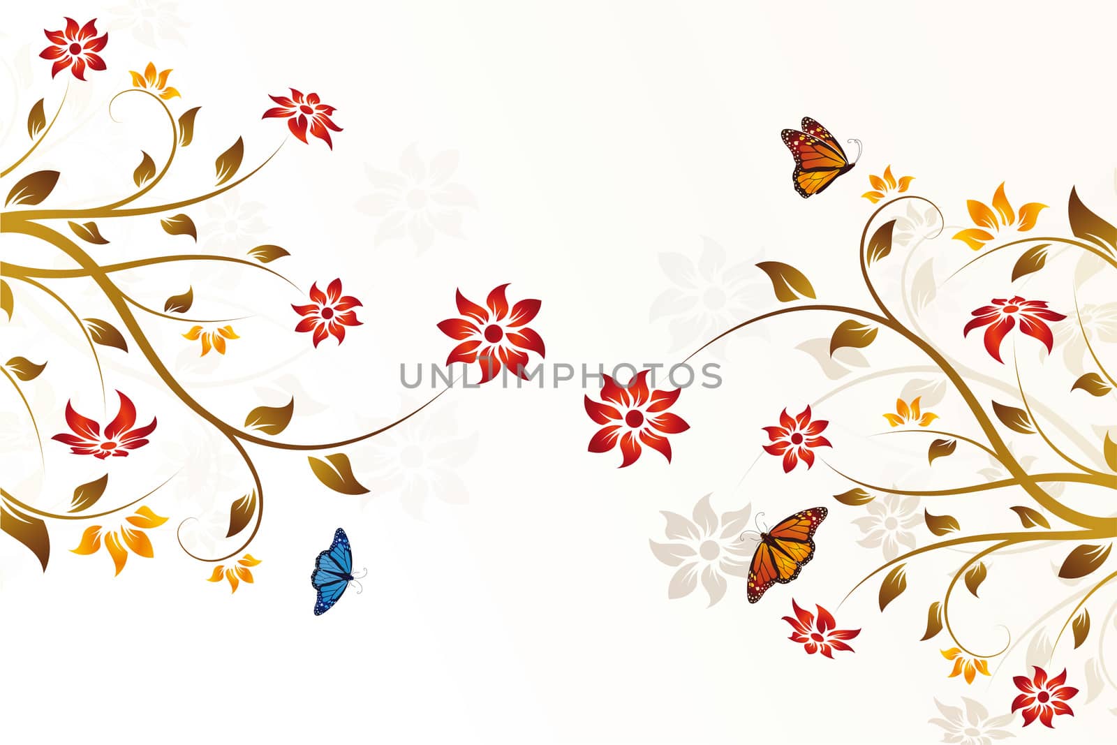 Abstract vector flower background in brown color