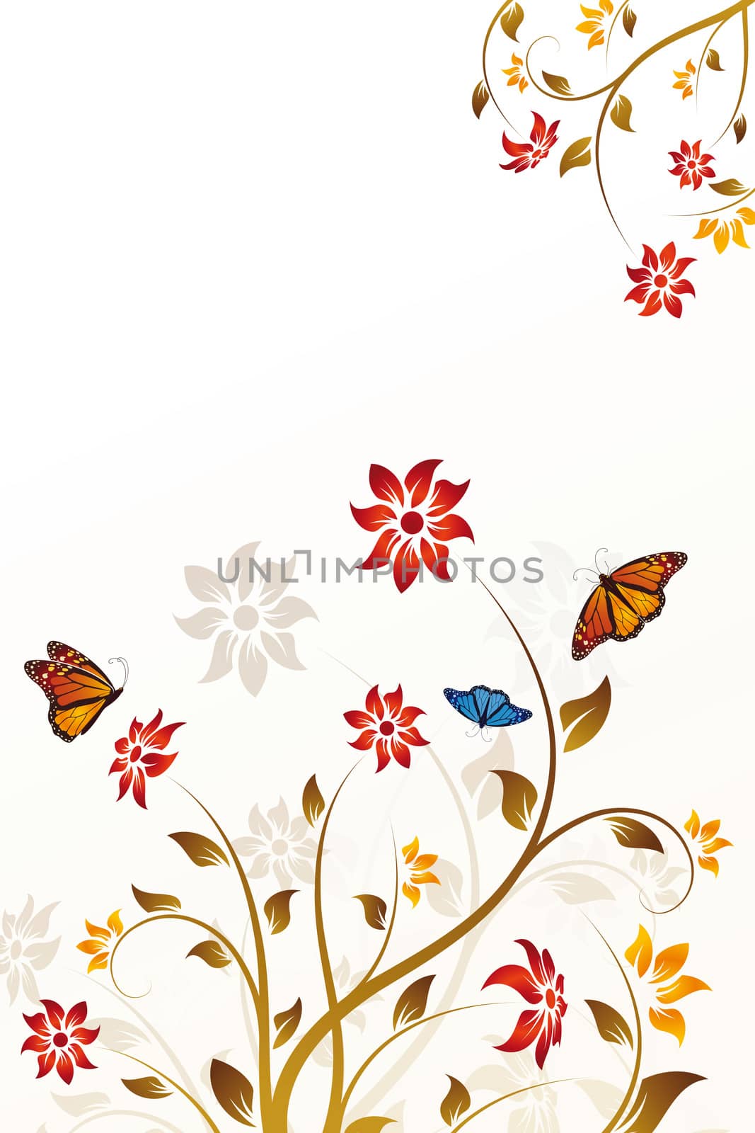 Abstract vector flower background in brown color