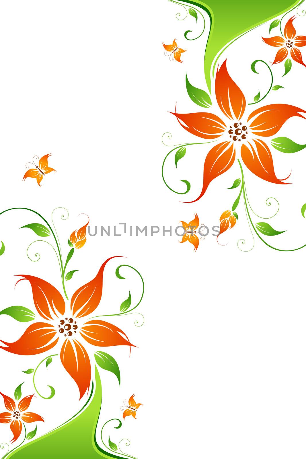 Abstract vector flower background with butterfly by WaD