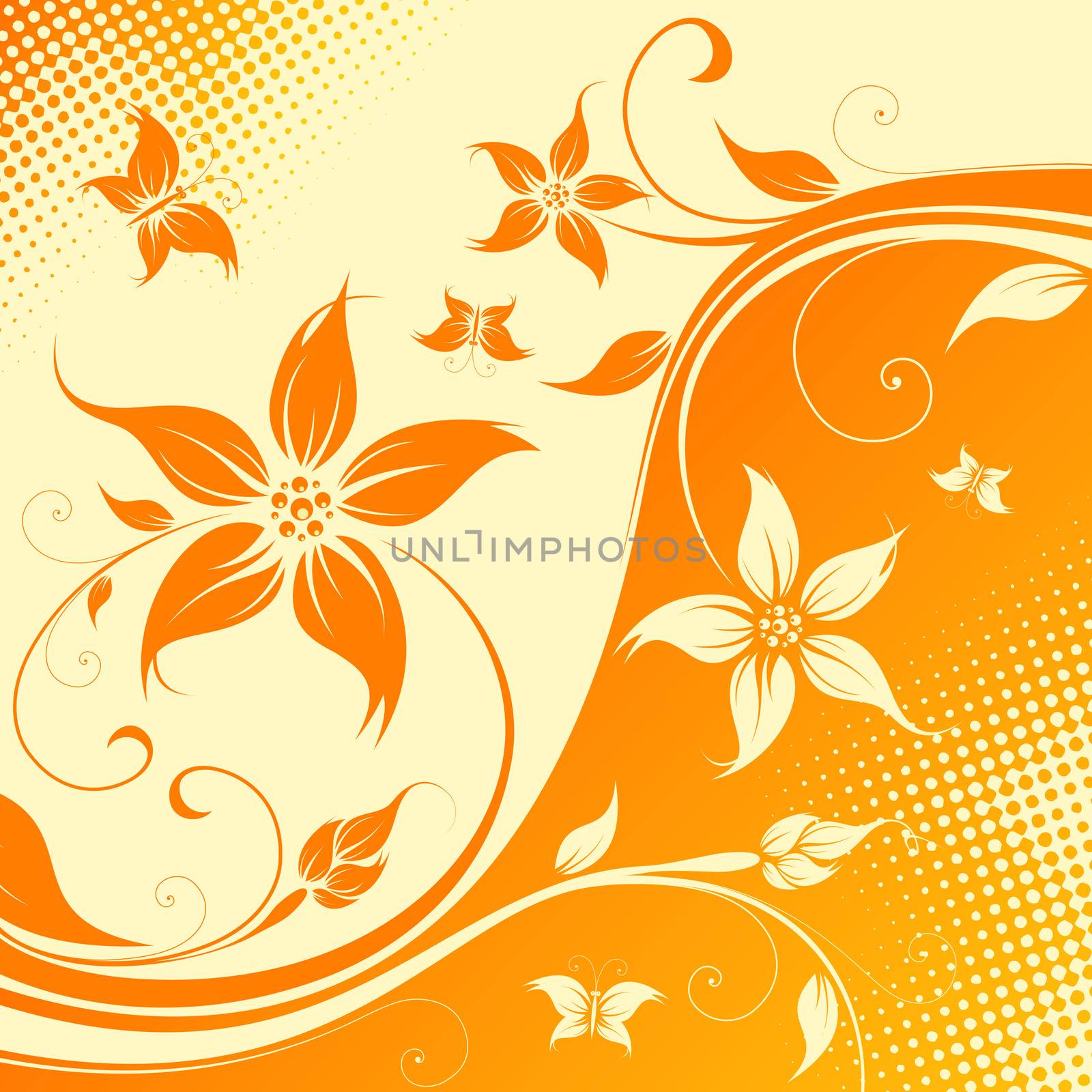 Vector flower background with butterfly by WaD