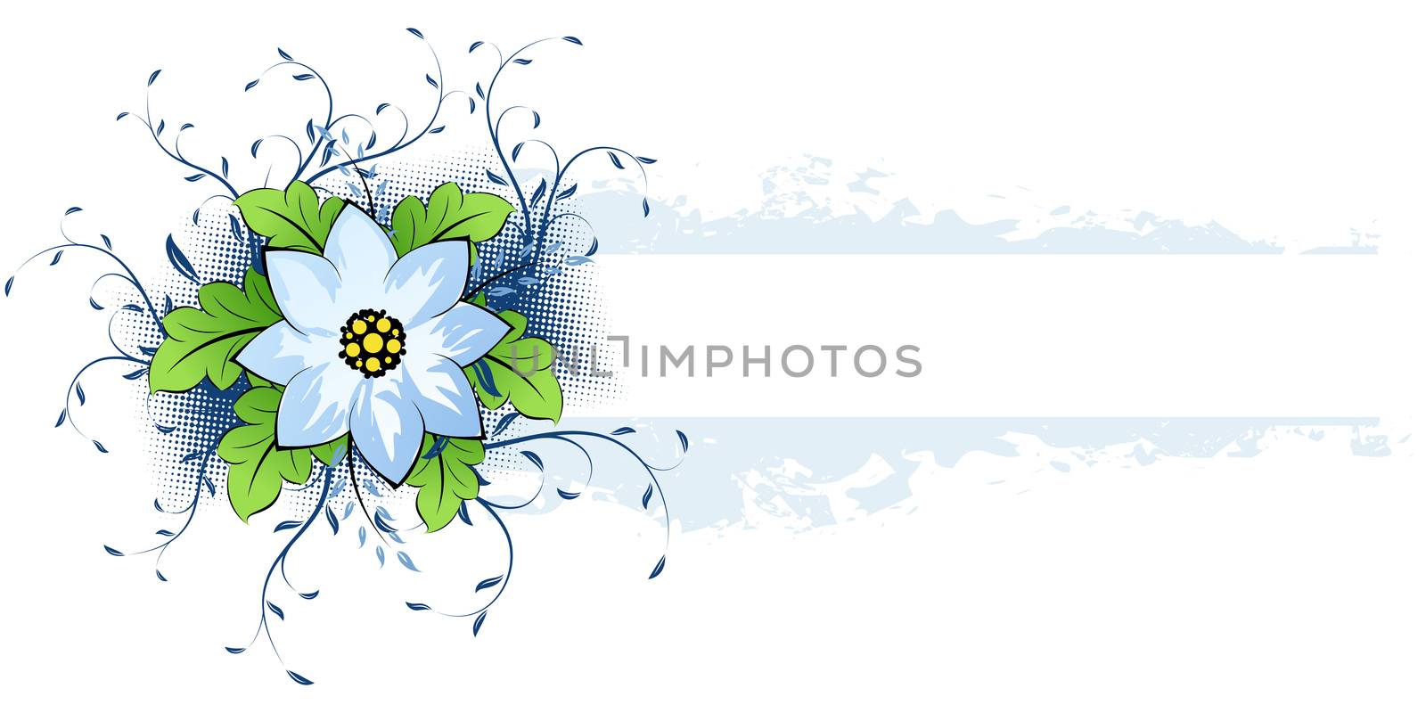Grunge Vector AD with summer flower and leaves