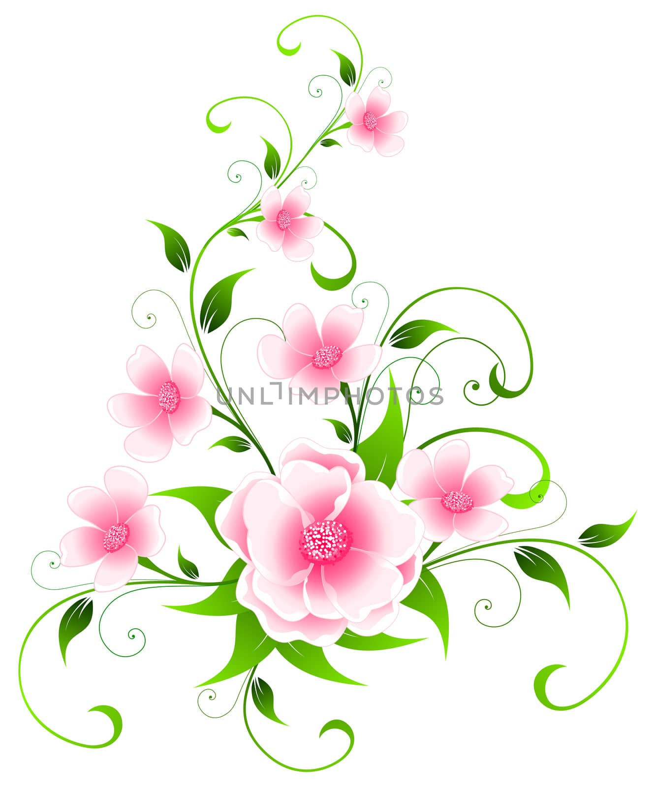 Abstract Background with flowers and leaves for your design