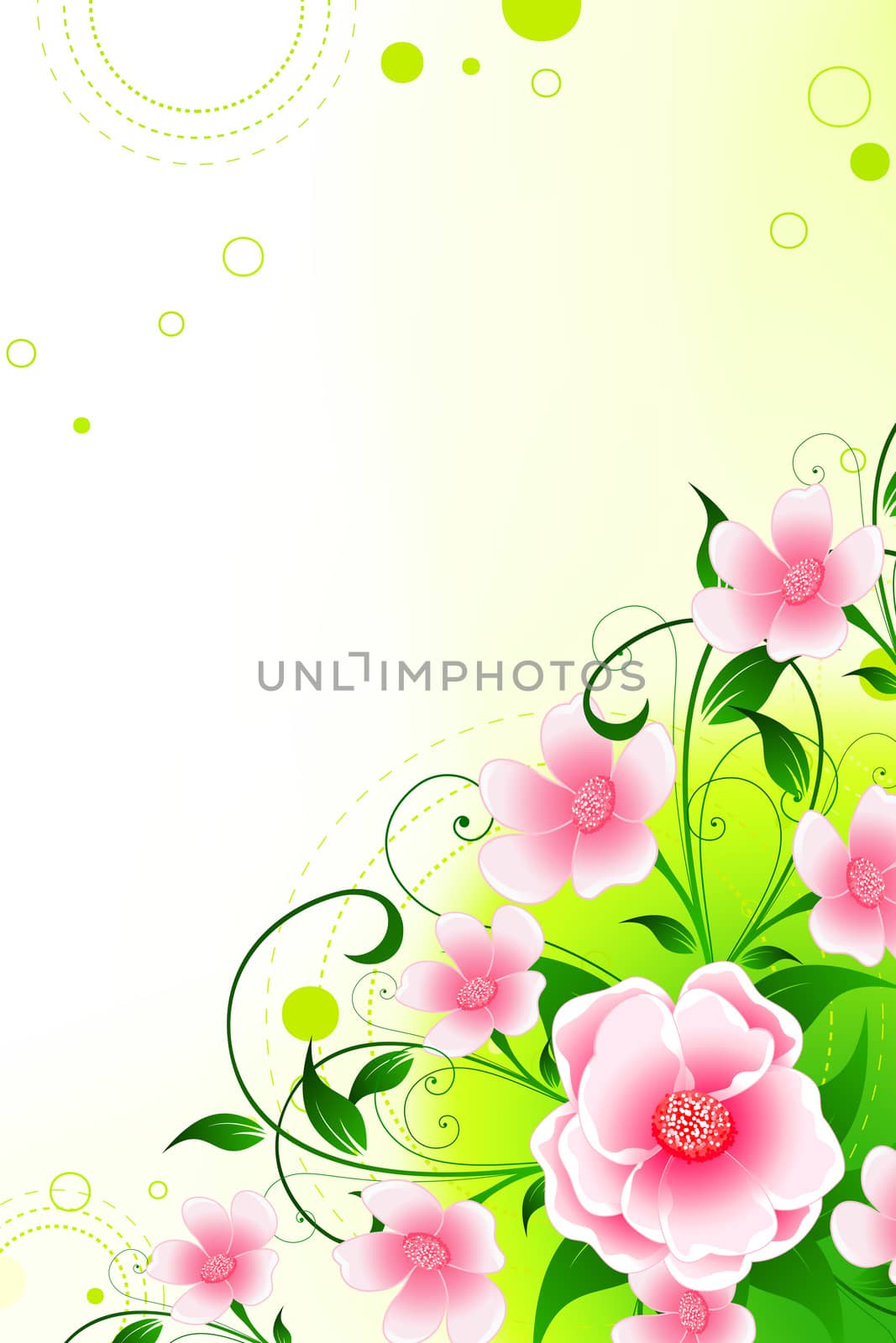 Abstract Background with flowers and leaves by WaD