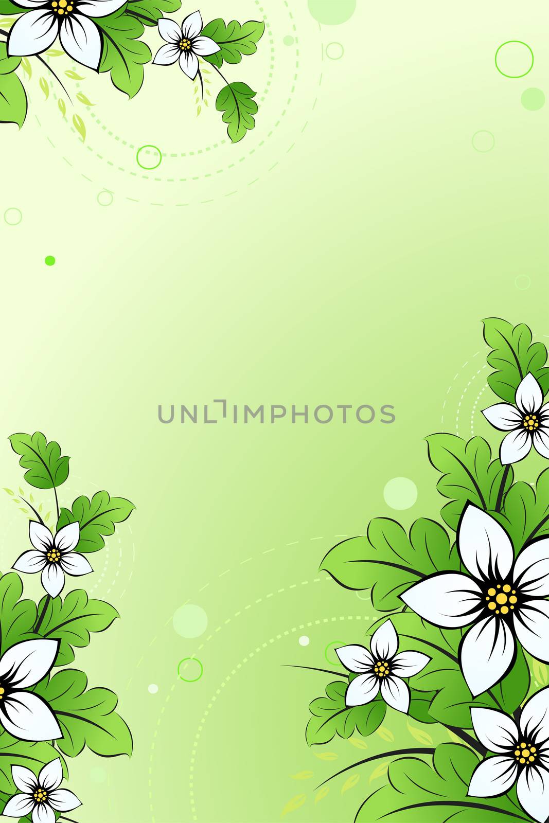 Green vector floral background for your design