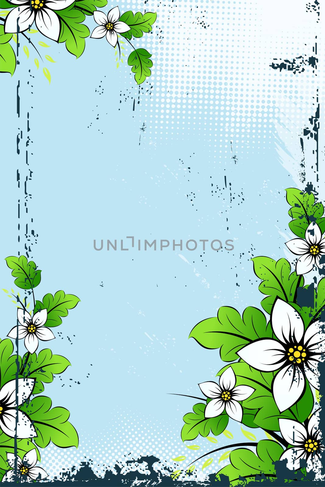 Vector grunge floral background for your design