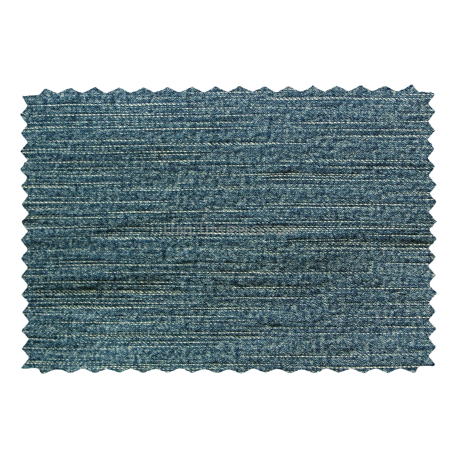 Denim fabric swatch sample isolated over white background