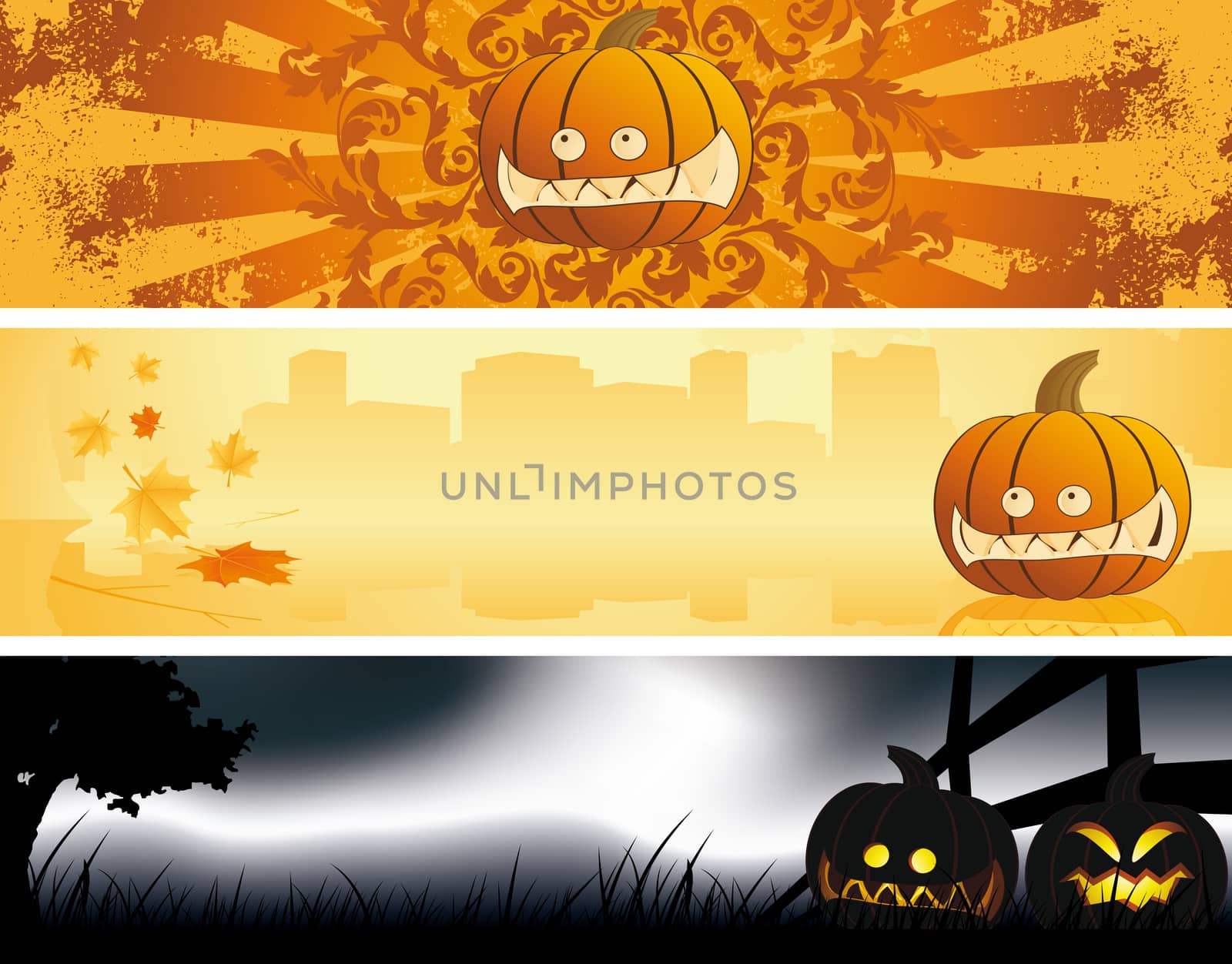 Halloween pumpkin banners Abstract holiday background banners