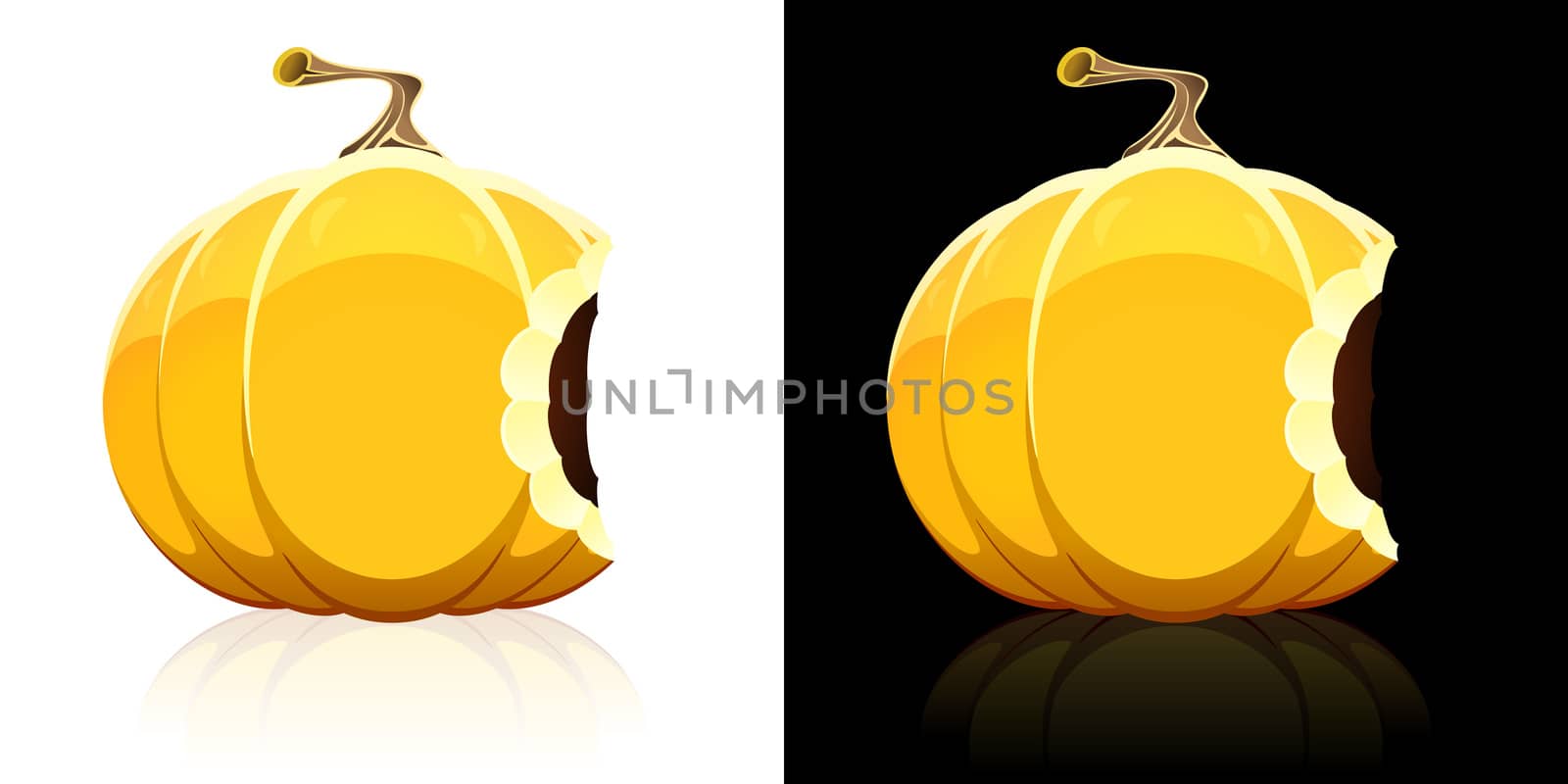Halloween pumpkin with hole isolated on white and black background