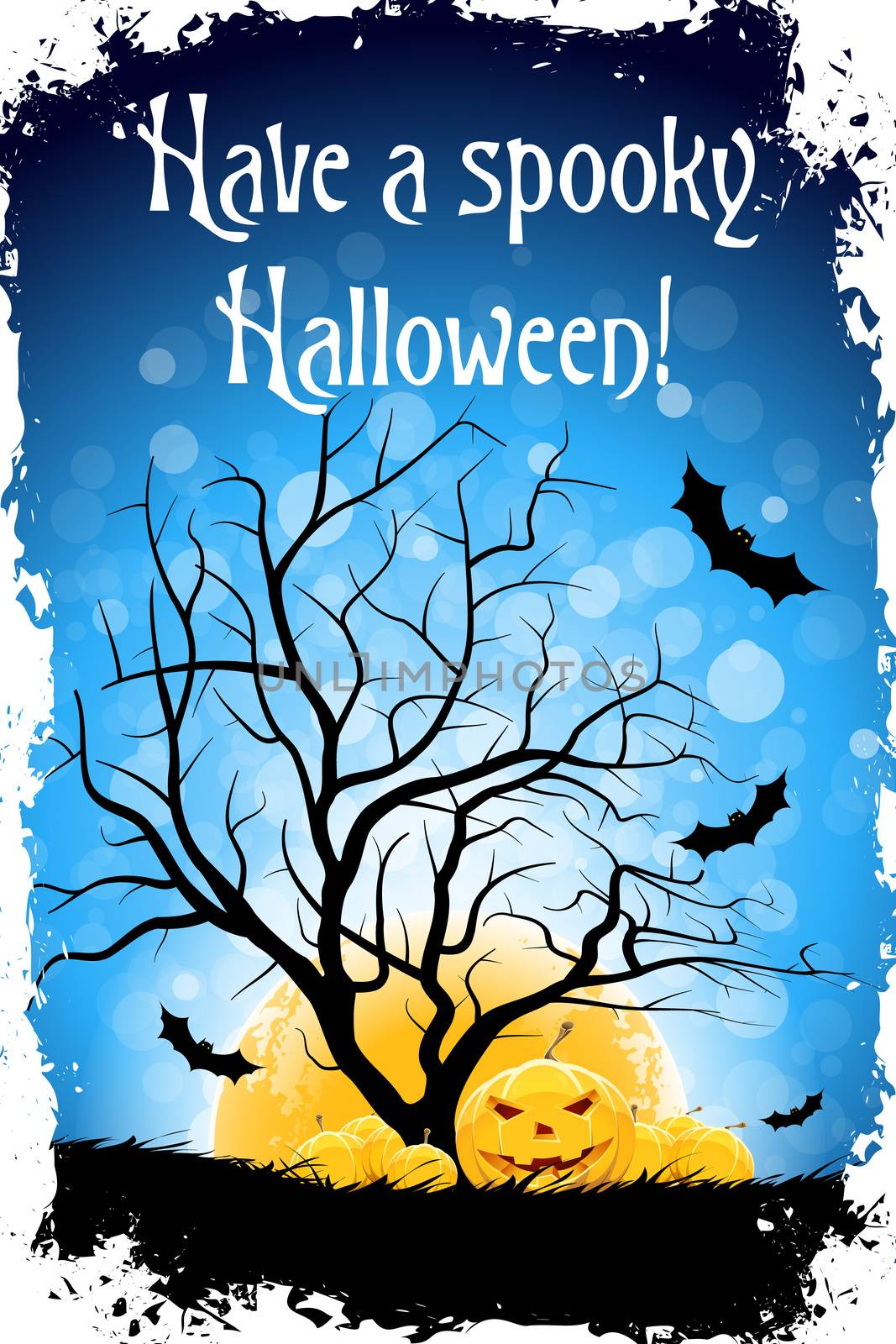 Abstract Blue Halloween Card with Message "Have a Spooky Halloween"