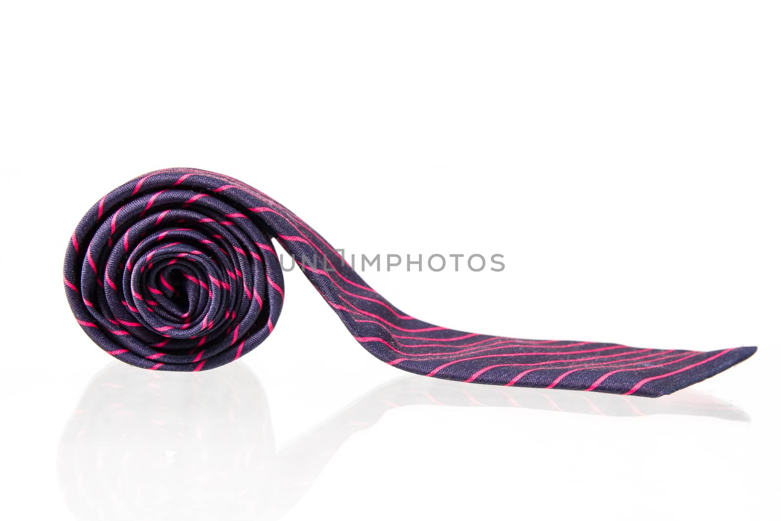 blue and pink strips business neck tie isolated on white background