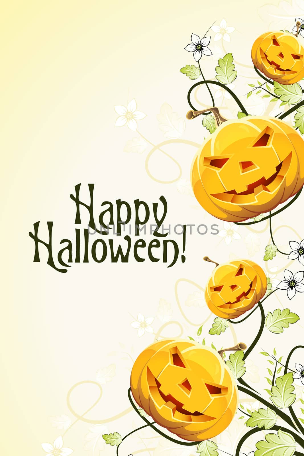 Abstract Halloween Background with Flowers