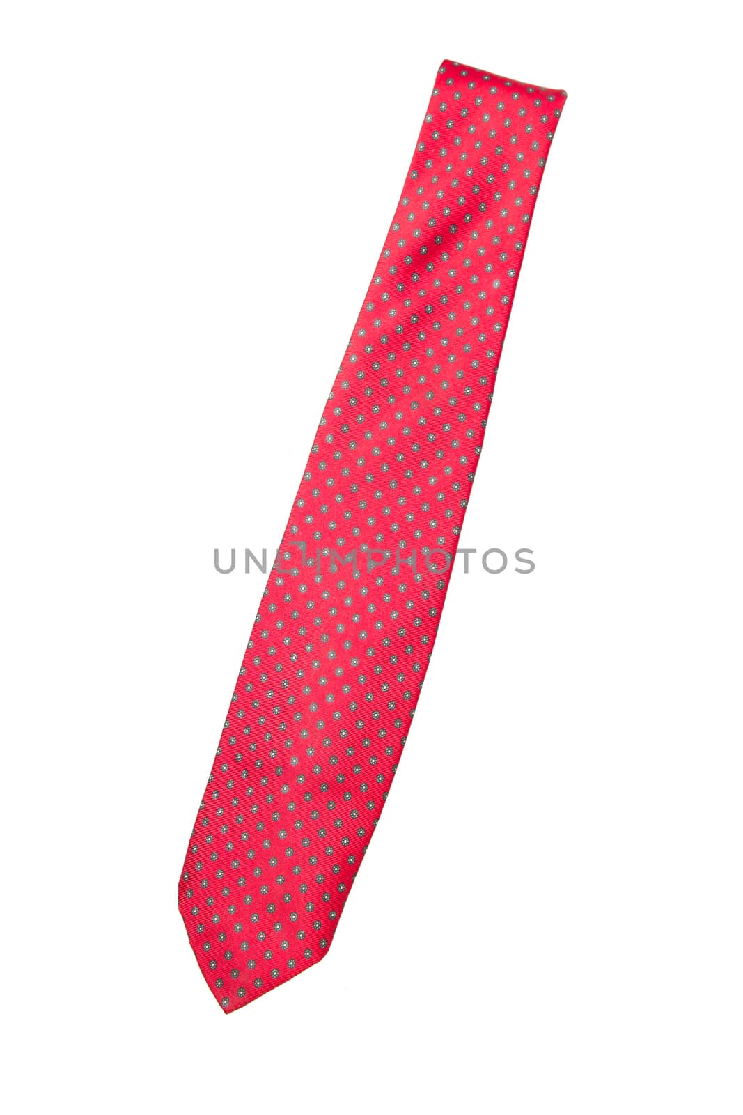 red with green dots business neck tie isolated on white background